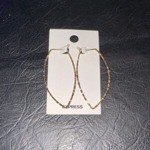 Express Hammered Gold Tone Hoop Earrings, NEW